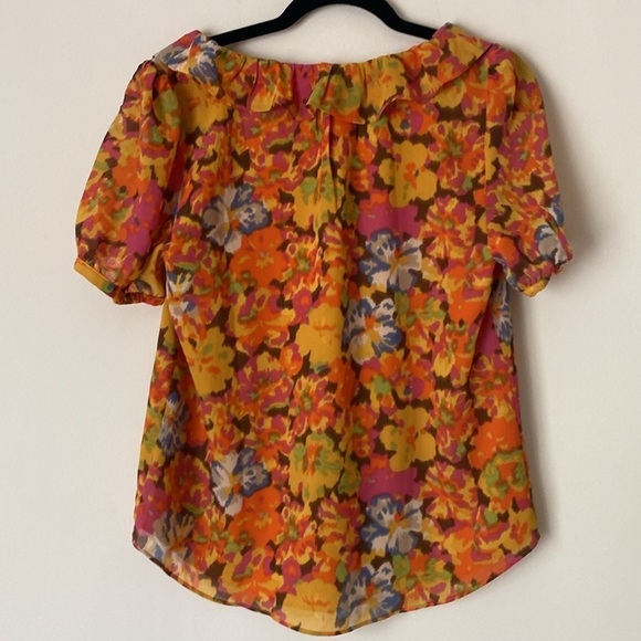 J Crew floral ruffle short sleeve too S NWT - Picture 4 of 7